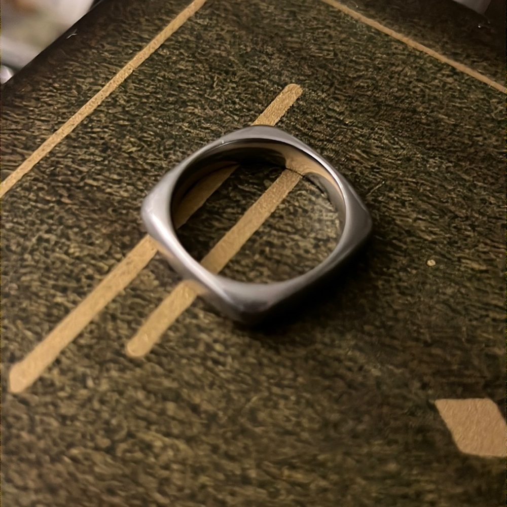 Square Silver Tone Ring - image 1